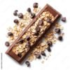 Chocolate oat bar, healthy snack, white background, food photography