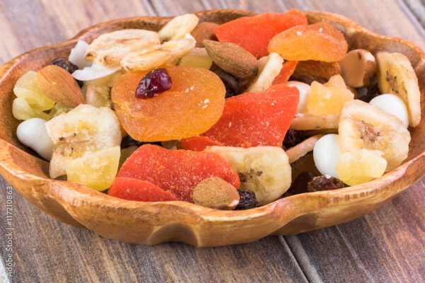 Sweet tropical nut trail mix.